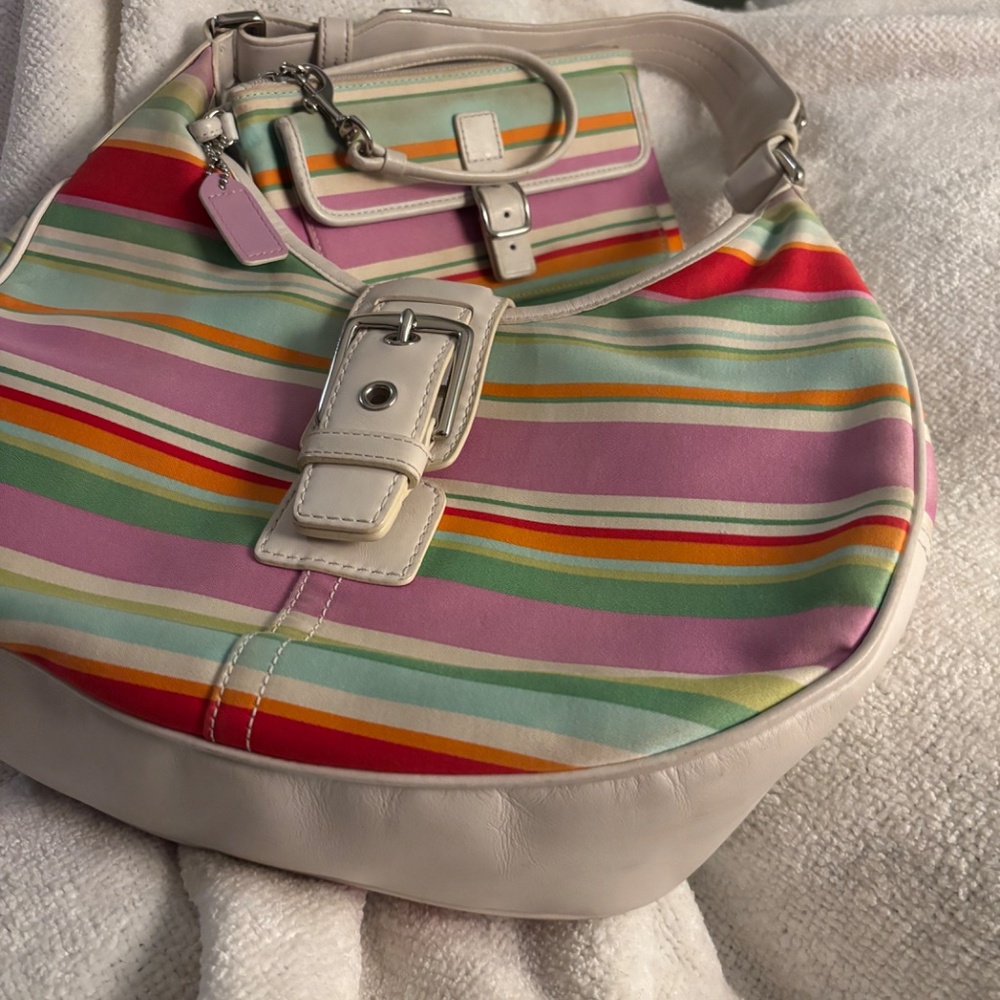 Coach Hampton Multicolor Striped Hobo Bag w/ Wallet - Picture 3 of 4